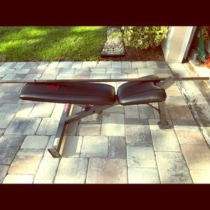 Weight Lifting Bench, Barbell, and legs for bar